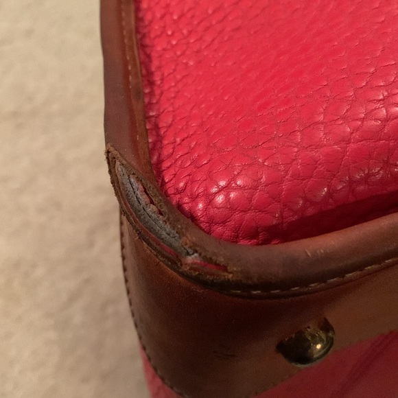 Dooney & Bourke Vintage Red Pebble Leather Satchel Bag - Picture 16 of 17